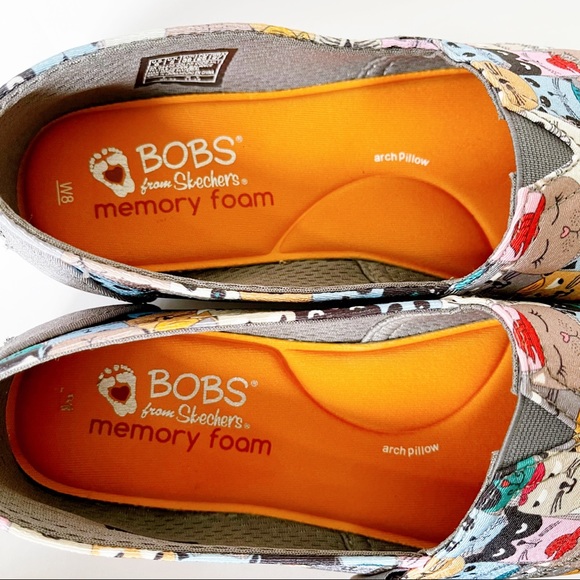 SKECHERS BOBS Cat Kitten Print Flat Shoe Size 8 - Picture 3 of 10
